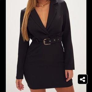 Black Belted Blazer Dress